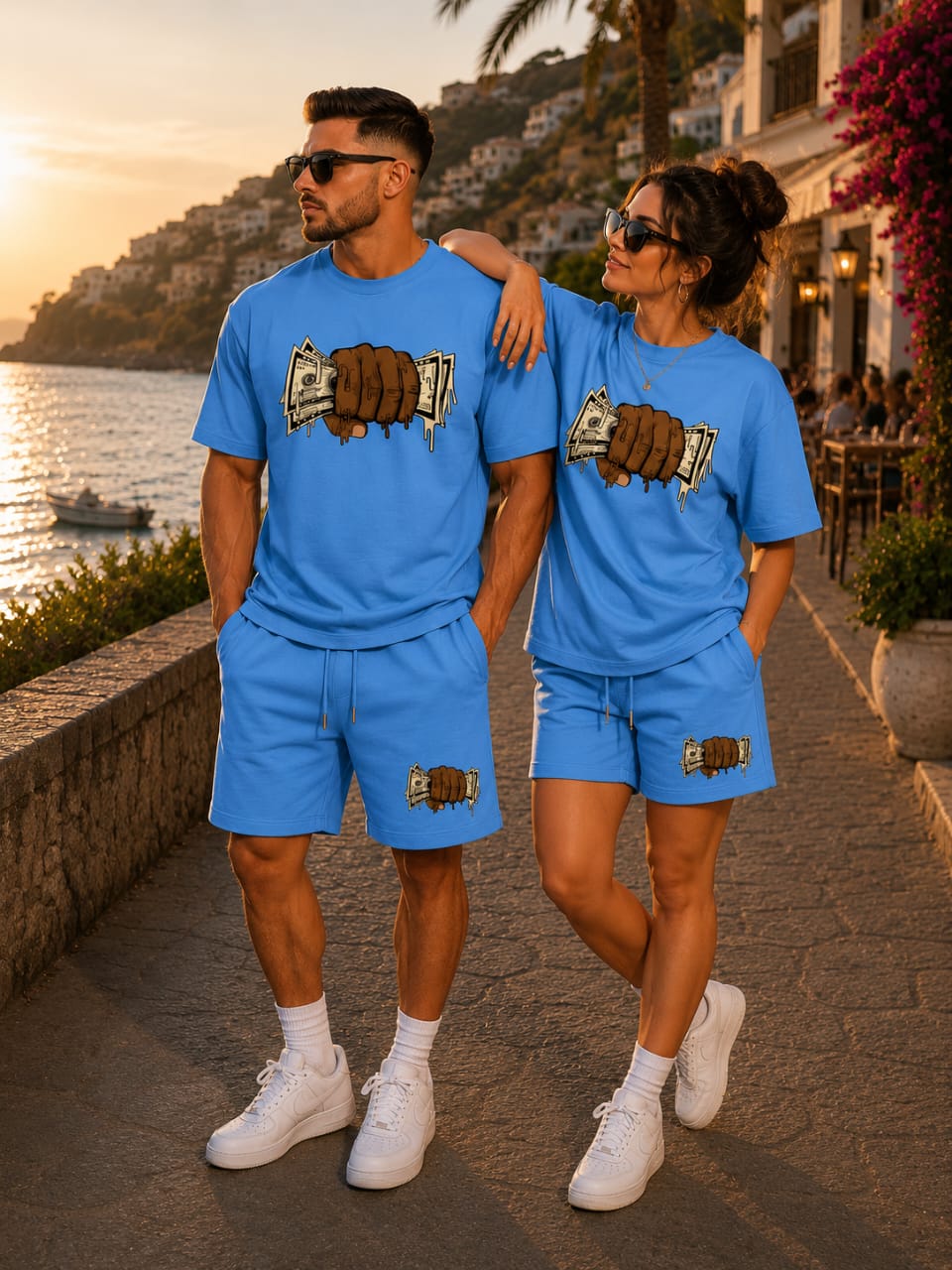 Money Grip Matching Set – Sky Blue Couple Outfit