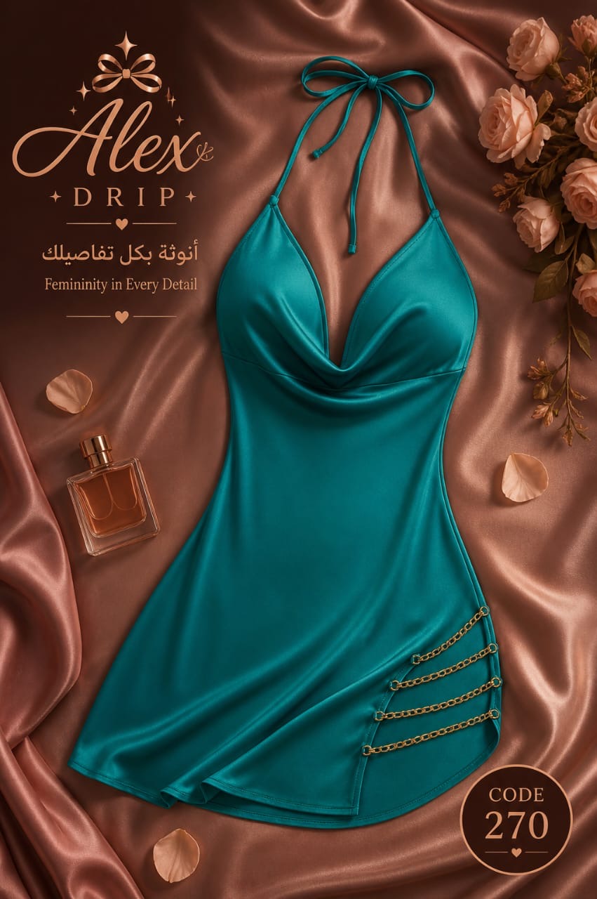 Satin Halter Nightdress – Emerald Green