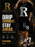 Alex Drip Oversized Streetwear Set – Black T-Shirt & Shorts