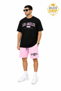 Los Angeles Summer Set – Black T-Shirt & Pink Shorts