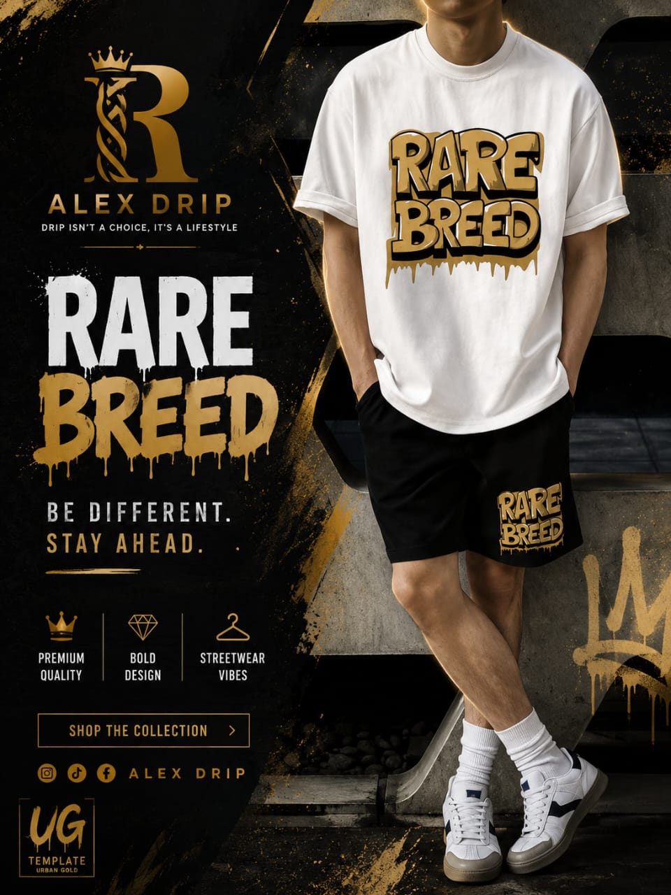 Alex Drip Rare Breed Streetwear Set – White & Black