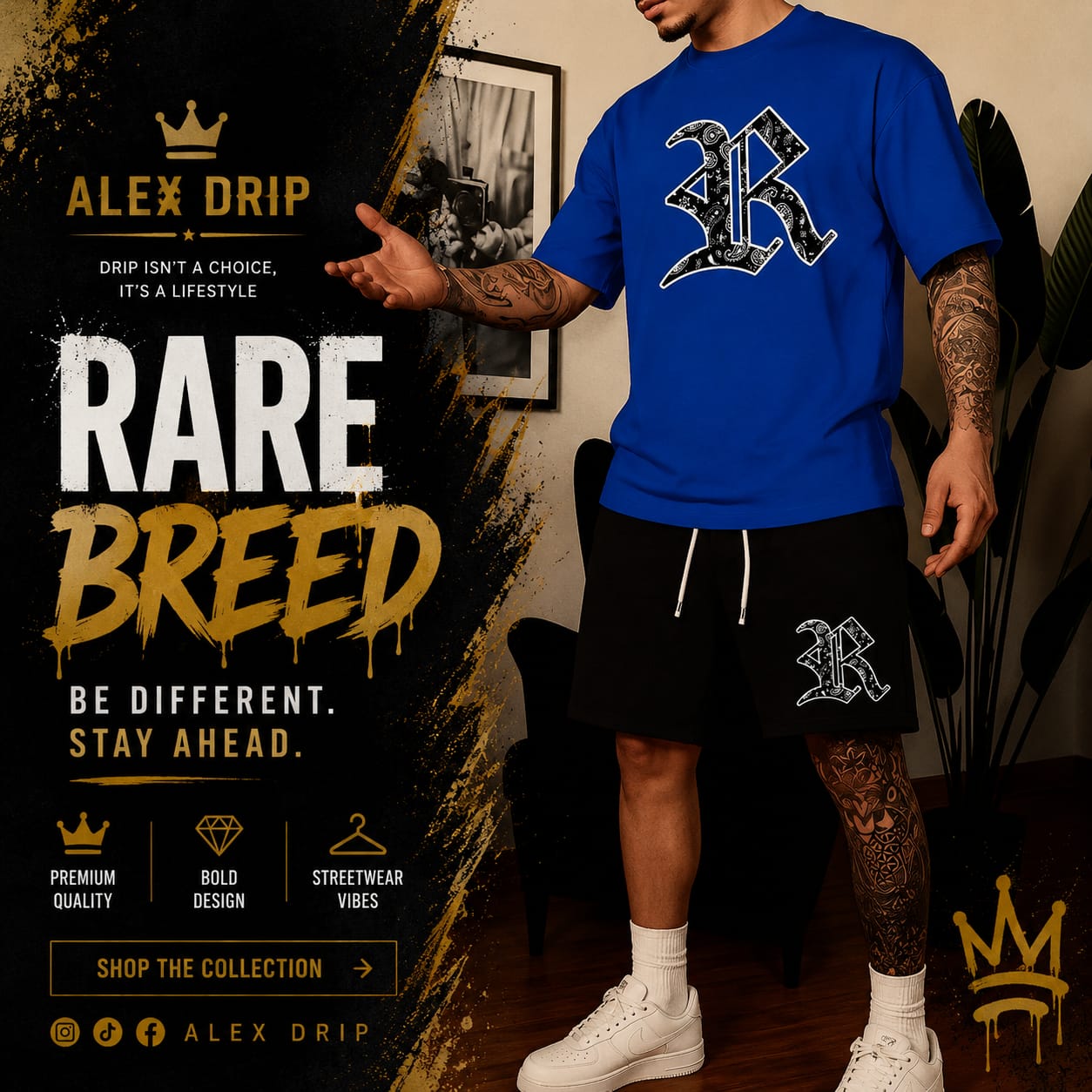 Alex Drip “Rare Breed” Blue Streetwear Summer Set